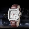 Ceas barbatesc quartz, dreptunghiular, afisare data, piele maro, Megir 2028