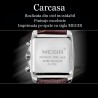 Ceas barbatesc quartz, dreptunghiular, afisare data, piele maro, Megir 2028
