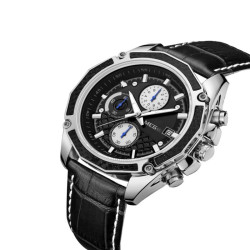 Ceas barbatesc casual clasic, Quartz, 4.2 cm, curea piele, rotund, Megir 2015