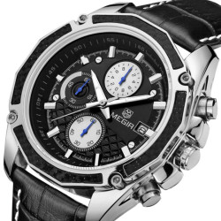 Ceas barbatesc casual clasic, Quartz, 4.2 cm, curea piele, rotund, Megir 2015