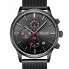 Ceas barbatesc, curea metalica, calendar, negru, Megir Chronometer 2011