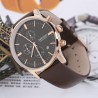 Ceas barbatesc quartz, clasic, auriu, indicatoare fosforescente, piele, Megir