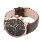 Ceas barbatesc quartz, clasic, auriu, indicatoare fosforescente, piele, Megir