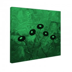 Set tablou fosforescent Flori negre pe fundal rosu 