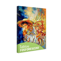 Tablou fosforescent Tanara cu buchet 