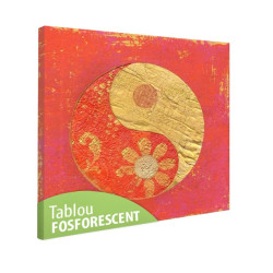 Tablou fosforescent Yin Yang fundal rosu 