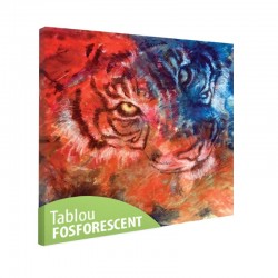 Tablou fosforescent Tigru albastru si rosu 