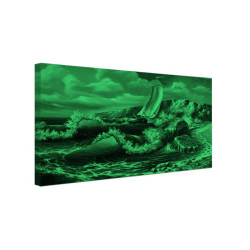 Tablou fosforescent Barca printre stanci 
