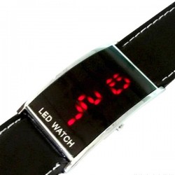 Ceas digital LED, unisex, afisaj rosu, calendar, dreptunghiular, negru