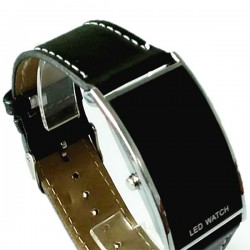 Ceas digital LED, unisex, afisaj rosu, calendar, dreptunghiular, negru