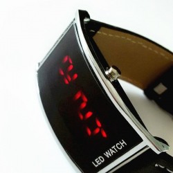 Ceas digital LED, unisex, afisaj rosu, calendar, dreptunghiular, negru