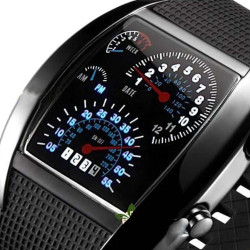 Ceas de mana cu cadrane auto, iluminat LED, unisex, otel inoxidabil, curea silicon