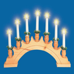 Piramida decorativa cu lumanari, 7 becuri, 230V, suport lemn, Home