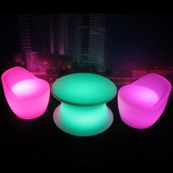 Masa rotunda luminoasa LED RGB, multicolora, telecomanda, IP65, 70x40 cm