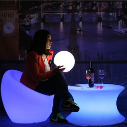 Masa rotunda luminoasa LED RGB, multicolora, telecomanda, IP65, 70x40 cm