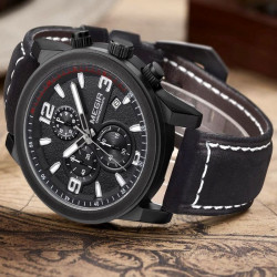 Ceas barbatesc casual, Quartz, cronograf, 1.7 inch, curea piele, Megir