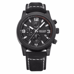 Ceas barbatesc casual, Quartz, cronograf, 1.7 inch, curea piele, Megir