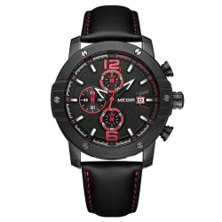 Ceas barbatesc Quartz, 1.88 inch, cadran multifunctional, piele, Megir