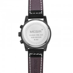 Ceas barbatesc casual, Quartz, cronograf, 1.7 inch, curea piele, Megir