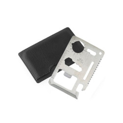 Card multifunctional de supravietuire, 11 instrumente, otel inoxidabil