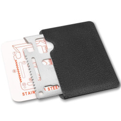 Card multifunctional de supravietuire, 11 instrumente, otel inoxidabil