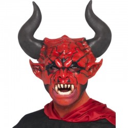Masca horror Devil Lord cu coarne, marime universala, latex, rosu negru