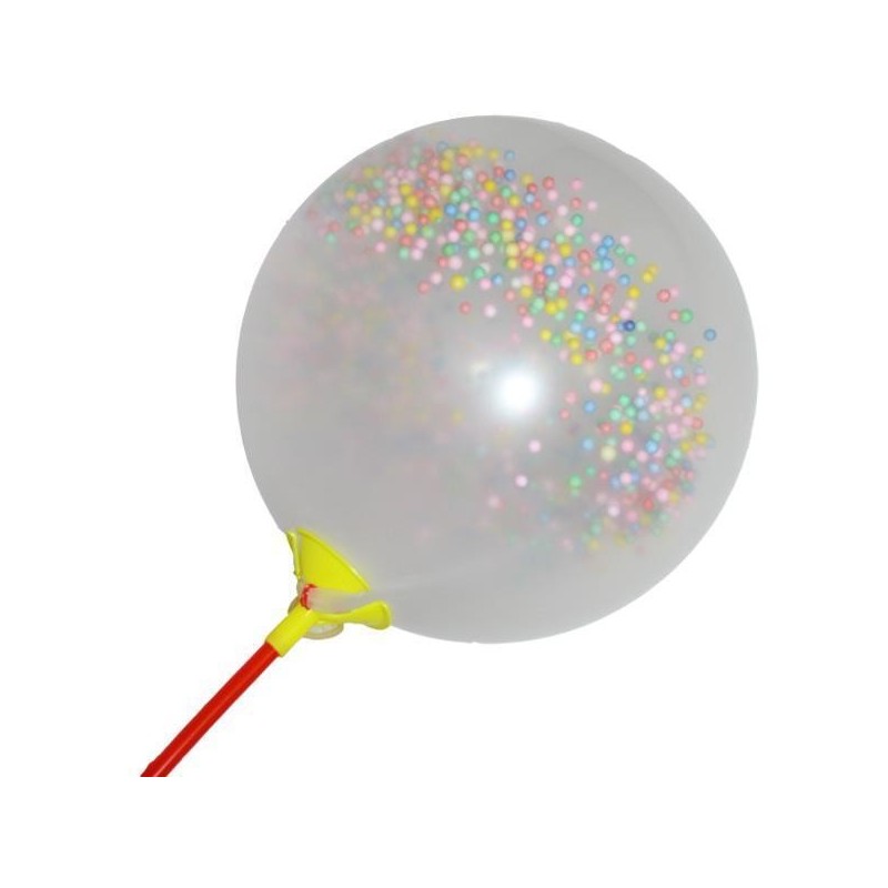 Baloane transparente cu insertie bilute colorate, tija suport, set 5 bucati