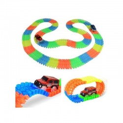 Pista flexibila masinute Magic Tracks, 168 piese fluorescente, LED multicolor