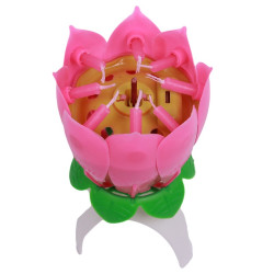 Lumanare muzicala Happy Birthday, forma floare cu 8 lumanari
