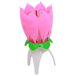 Lumanare muzicala Happy Birthday, forma floare cu 8 lumanari