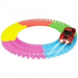 Pista flexibila masinute Magic Tracks, 168 piese fluorescente, LED multicolor