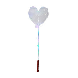 Balon cu LED multicolor, diametru 40 cm, forma inimioara, suport tip bat