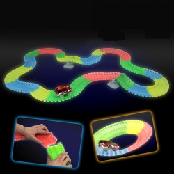 Pista flexibila masinute Magic Tracks, 168 piese fluorescente, LED multicolor