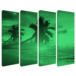 Set tablou canvas fosforescent, Tropical Island, 4 piese 20x60 cm