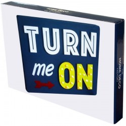 Panou decorativ LED mesaj Turn me ON, 35x3x26 cm, lemn