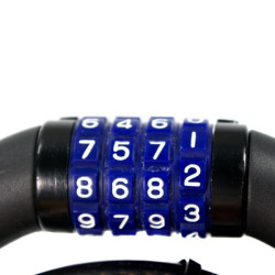 Antifurt bicicleta, cablu cu inchidere cifru, lungime 80cm, negru