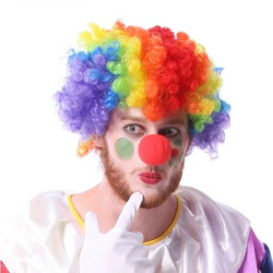 Peruca clown multicolora, par scurt cret, diametru 16 cm