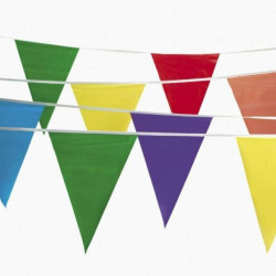 Banner stegulete multicolore, lungime 30 m, 48 steaguri, poliester