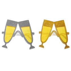 Ochelari party Pahare de sampanie cu glitter, lentila galbena