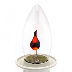 Bec decorativ LED 3W, efect flacara, soclu E14, lumina rosie