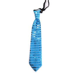 Cravata luminoasa LED RGB cu paiete, textil, 3 moduri iluminare, 33 cm