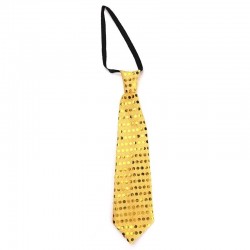 Cravata luminoasa LED RGB cu paiete, textil, 3 moduri iluminare, 33 cm
