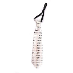 Cravata luminoasa LED RGB cu paiete, textil, 3 moduri iluminare, 33 cm