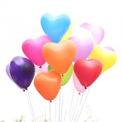 Baloane colorate pentru decor, forma inima, latex, set 20 bucat