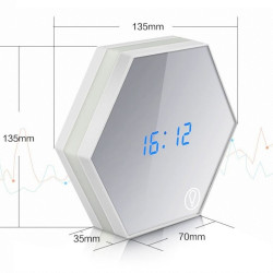 Ceas digital LED cu oglinda, USB, lumina veghe, data, termometru, 15 cm