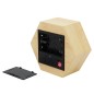 Ceas digital birou, LED rosu, senzor sunet, USB, calendar, termometru, lemn