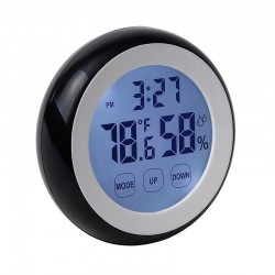 Ceas digital, afisaj LCD, touch screen, temperatura, umiditate, alarma