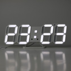 Ceas digital de birou, iluminat LED alb rece, afisaj mare, alarma, temperatura