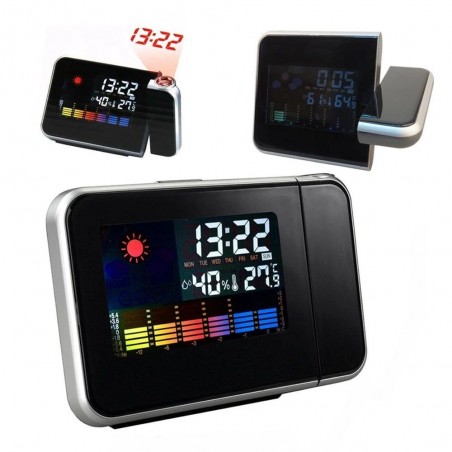 Ceas LED cu proiector ora, higrometru, termometru, calendar, alarma, LCD 3.7 inch