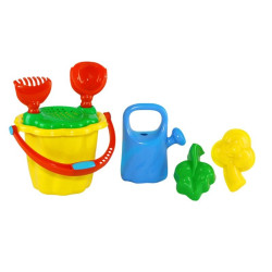Galeata cu forme, set de joaca pentru nisip, 6 accesorii, 13 cm